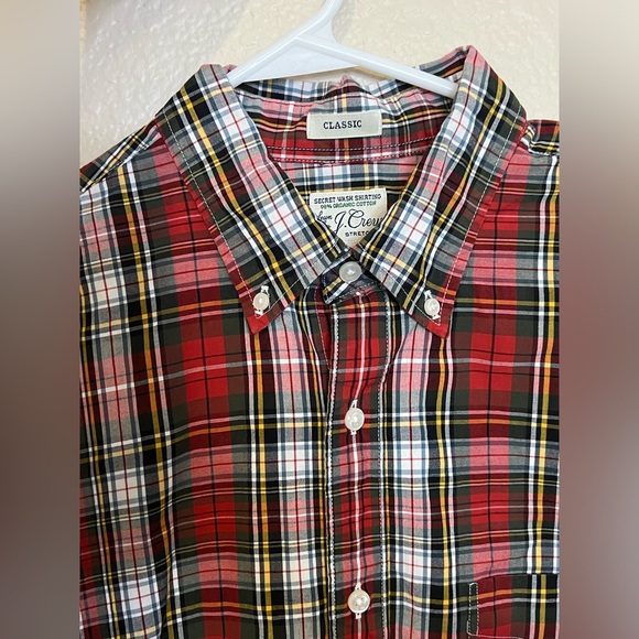 J. Crew Mens Stretch Secret Wash Chili Plaid Organic Cotton Classic Fit Medium - Picture 11 of 14